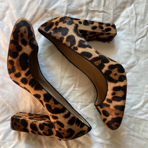 J. Crew Shoes - J. Crew Leopard Print Faux Fur Heels